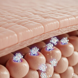 Illustrated dermis graphic showing the effect of the best peptides for anti aging on skin layers