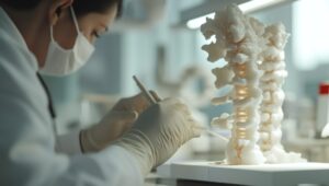 Woman practicing exercise after common minimally invasive spine surgery procedures